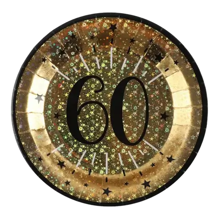 Piatto di carta oro 60 anni (set di 10)