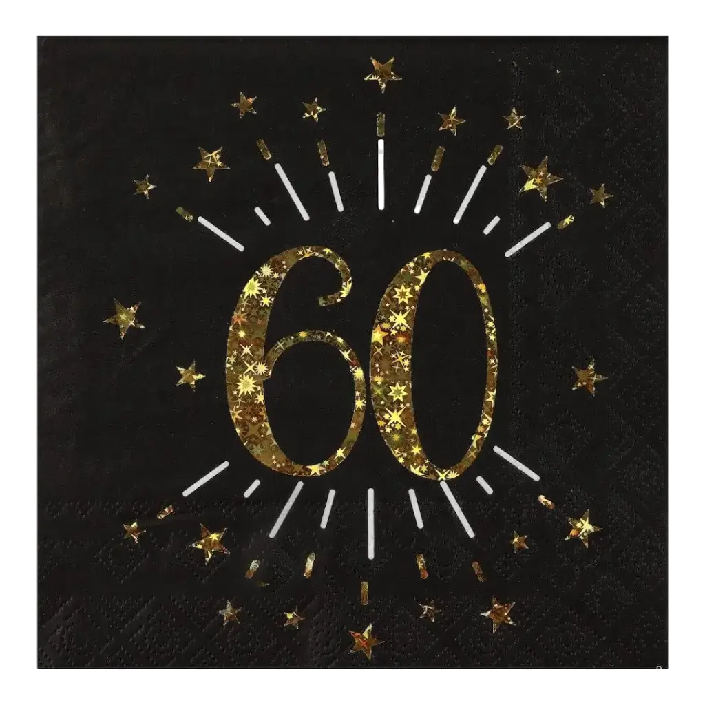 Tovagliolo di carta 60 anni nero/oro (set di 10)