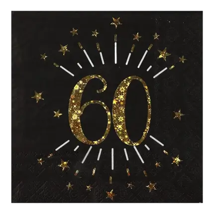 Tovagliolo di carta 60 anni nero/oro (set di 10)