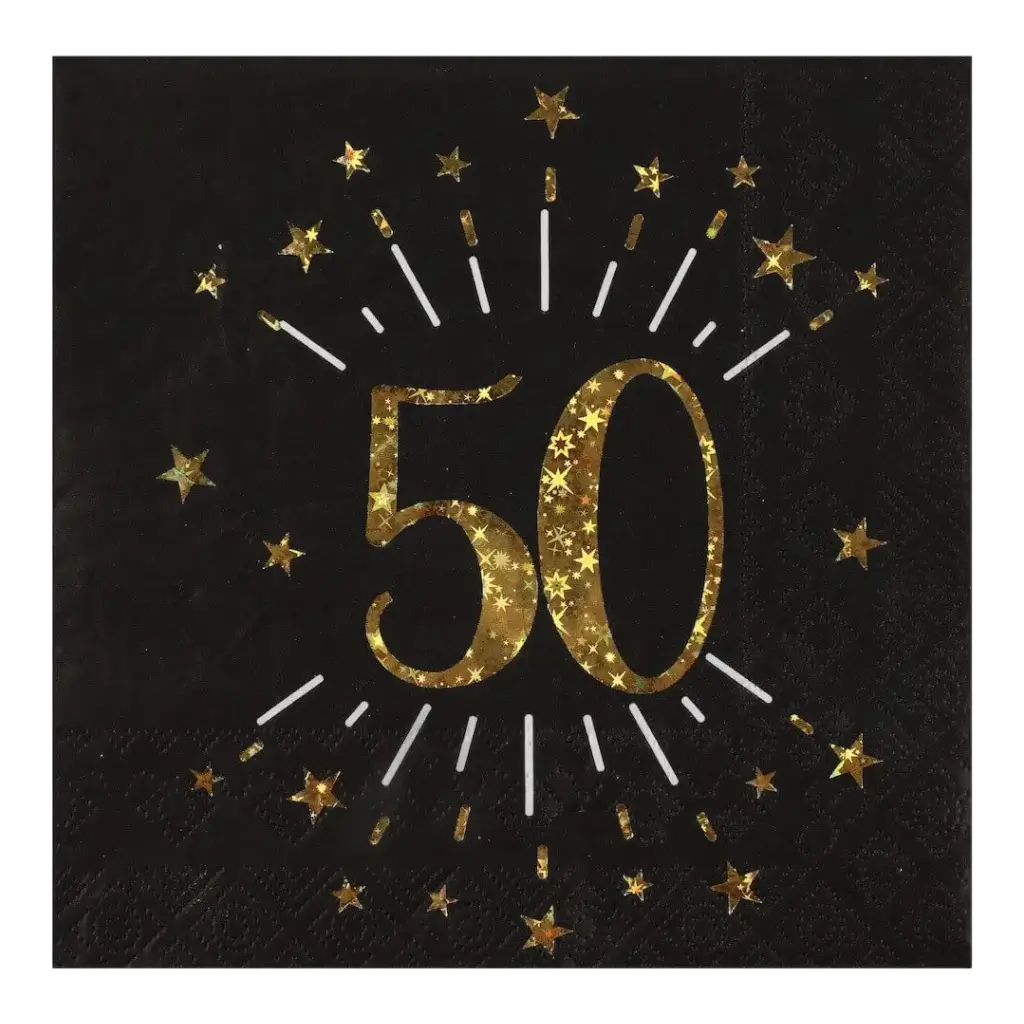 Tovagliolo di carta 50 anni nero/oro (set di 10)