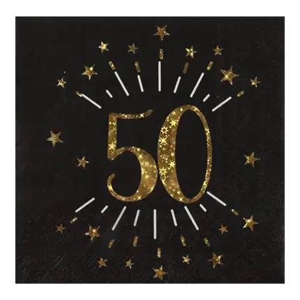 Tovagliolo di carta 50 anni nero/oro (set di 10)