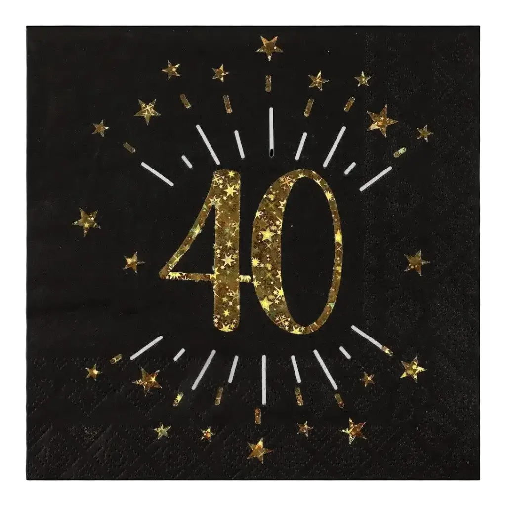 Tovagliolo di carta 40 anni nero/oro (set di 10)