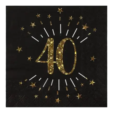 Tovagliolo di carta 40 anni nero/oro (set di 10)