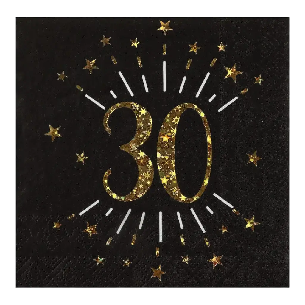 Tovagliolo di carta 30 anni nero/oro (set di 10)