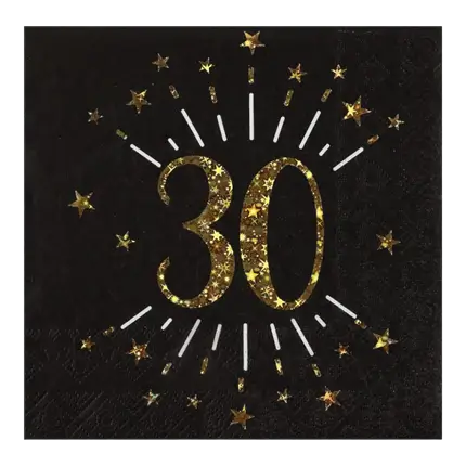 Tovagliolo di carta 30 anni nero/oro (set di 10)