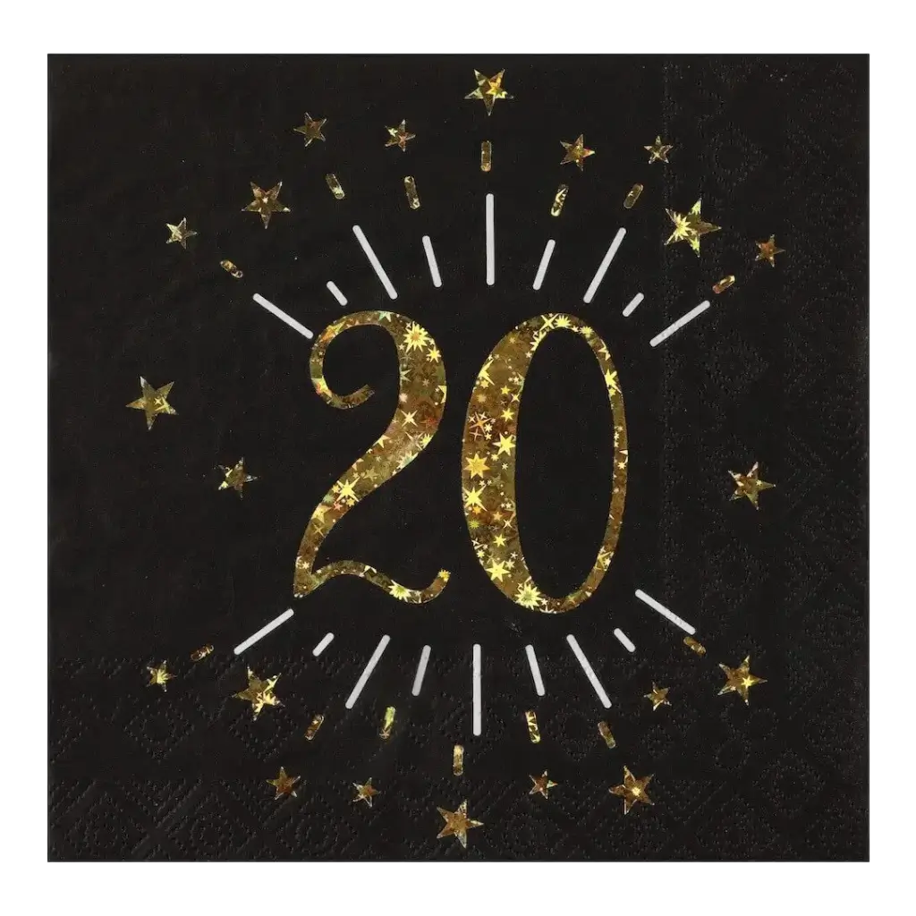 Tovagliolo di carta 20 anni nero/oro (set di 10)