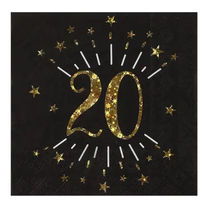 Tovagliolo di carta 20 anni nero/oro (set di 10)