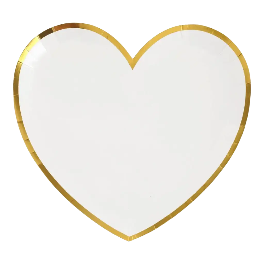 Piatto a forma di cuore bianco/oro (set di 10)