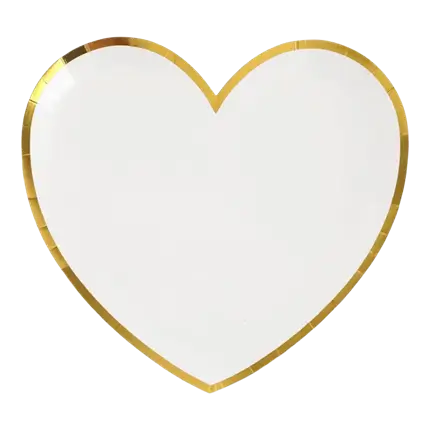 Piatto a forma di cuore bianco/oro (set di 10)