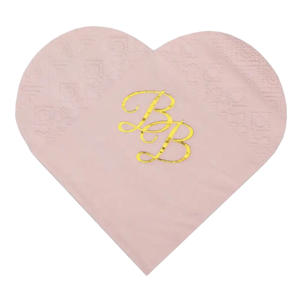 Asciugamano Cuore Rosa con iscrizione BB Oro (Set di 10)