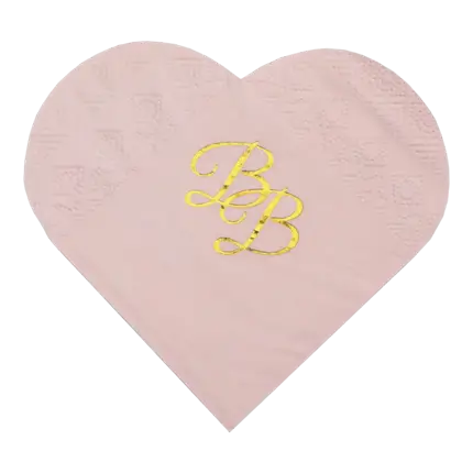 Asciugamano Cuore Rosa con iscrizione BB Oro (Set di 10)
