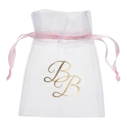 Borsa con nastro rosa in organza BB (set di 6)