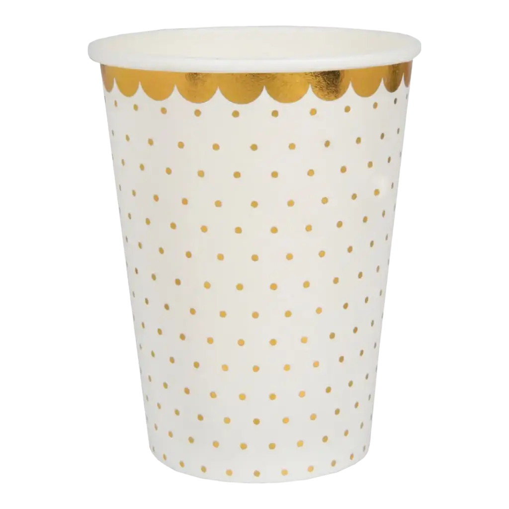 Bicchiere bianco con punti e dorature in oro (set di 10)