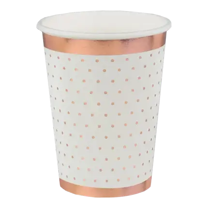 Tazza dorata a pois bianchi Oro rosa (set di 10)