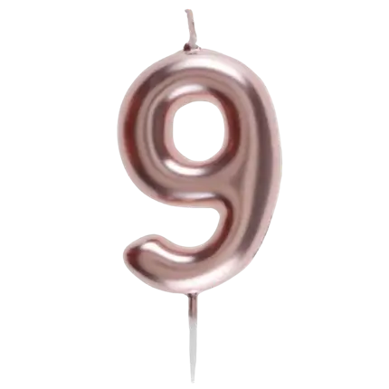 Cifra 9 della candela dell'anniversario in oro rosa