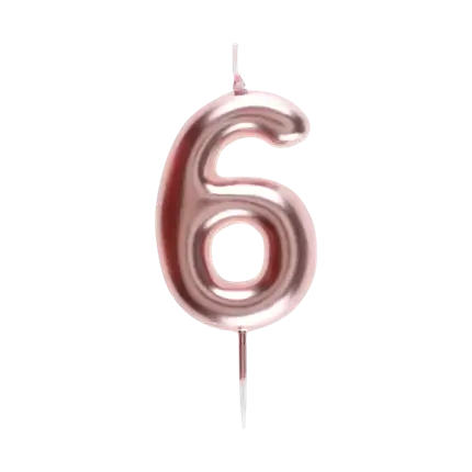 Candela anniversario cifra 6 oro rosa