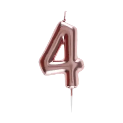 Candela anniversario cifra 4 oro rosa
