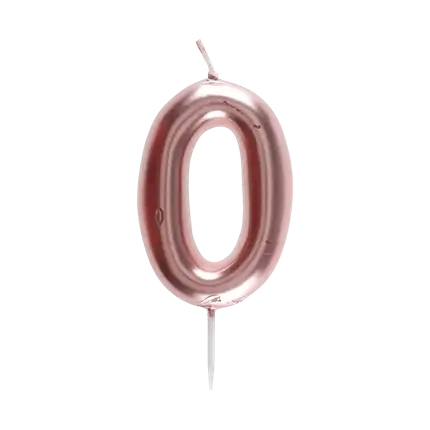 Anniversario candela figura 0 oro rosa