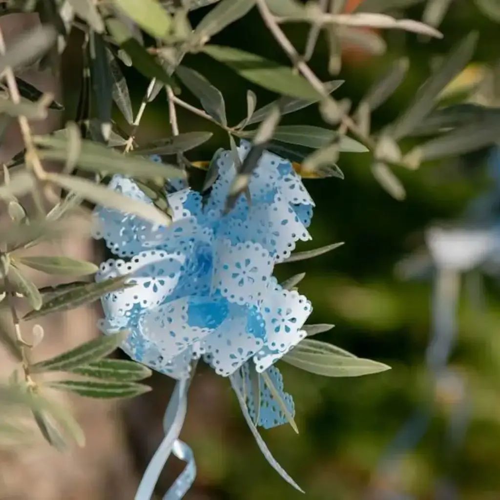 Papillon automatico a fiori blu (set di 5)