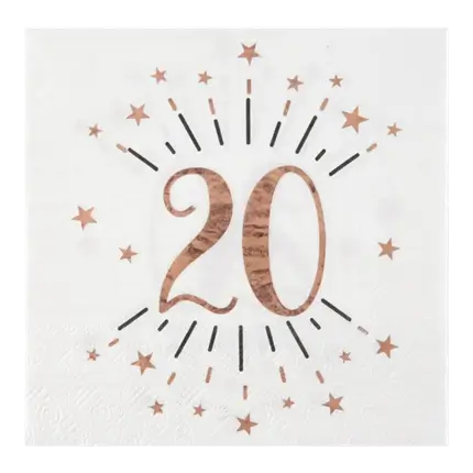 Tovagliolo di carta 20 anni bianco/oro rosa (set di 10)