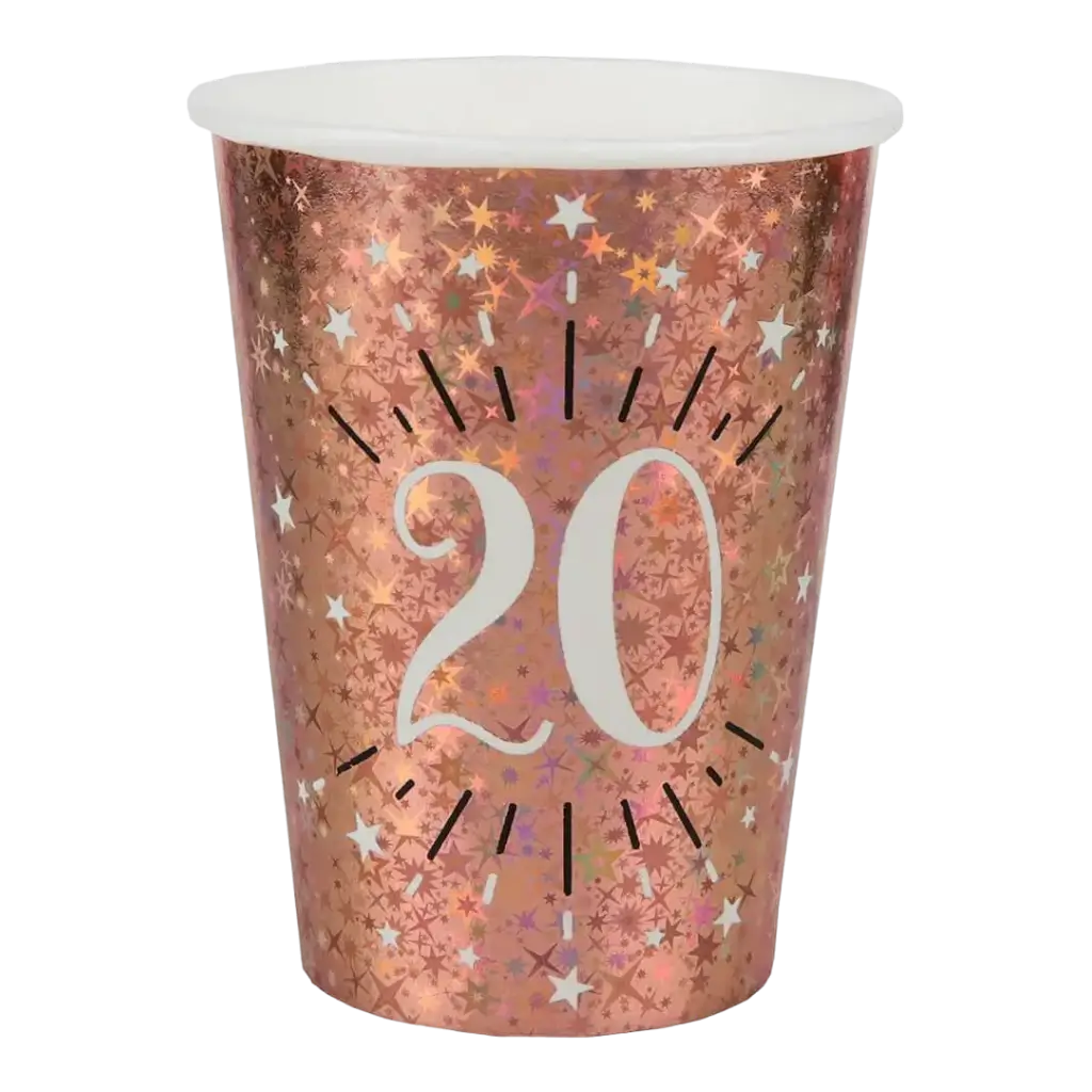 Bicchiere di carta 20 anni oro rosa (set di 10)