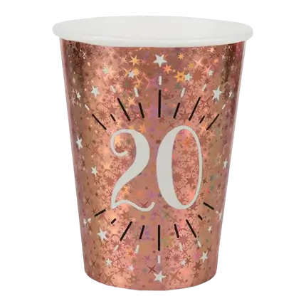 Bicchiere di carta 20 anni oro rosa (set di 10)