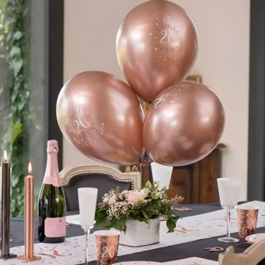 Palloncino 20 anni Oro Rosa ø 30cm (set di 6)