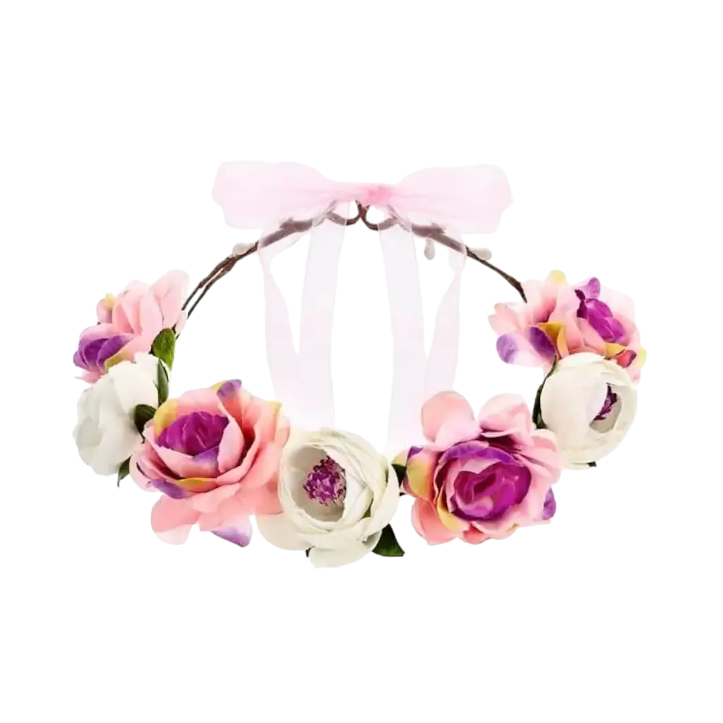 Corona di fiori bianchi e rosa ø 17cm