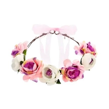 Corona di fiori bianchi e rosa ø 17cm