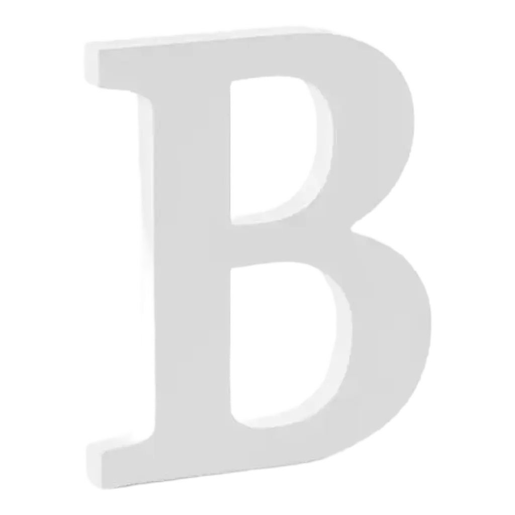 Lettera B in Legno Bianco