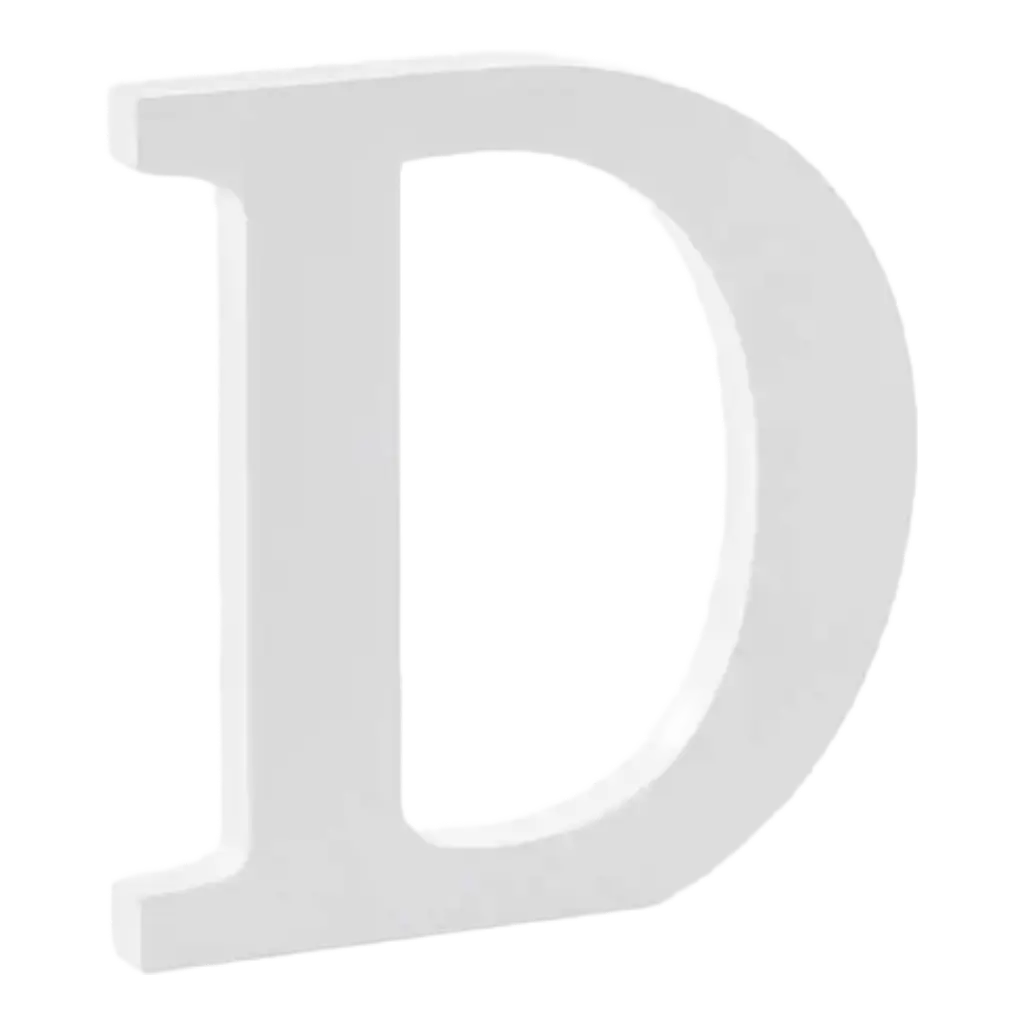 Lettera D in Legno Bianco