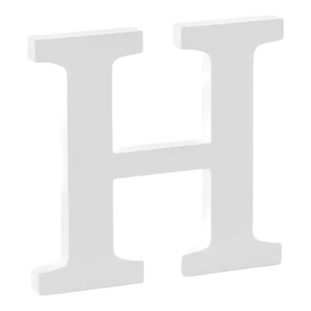 Lettera H in Legno Bianco