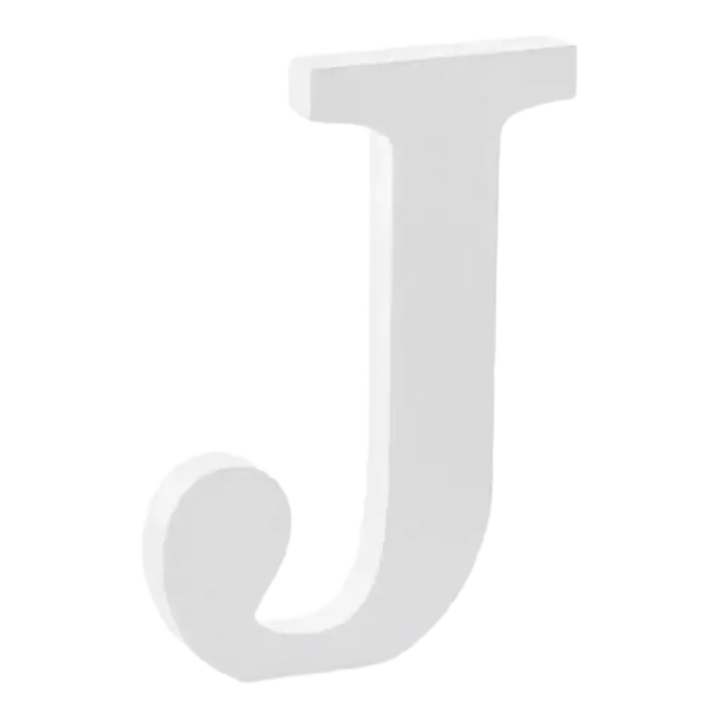 Lettera J in Legno Bianco