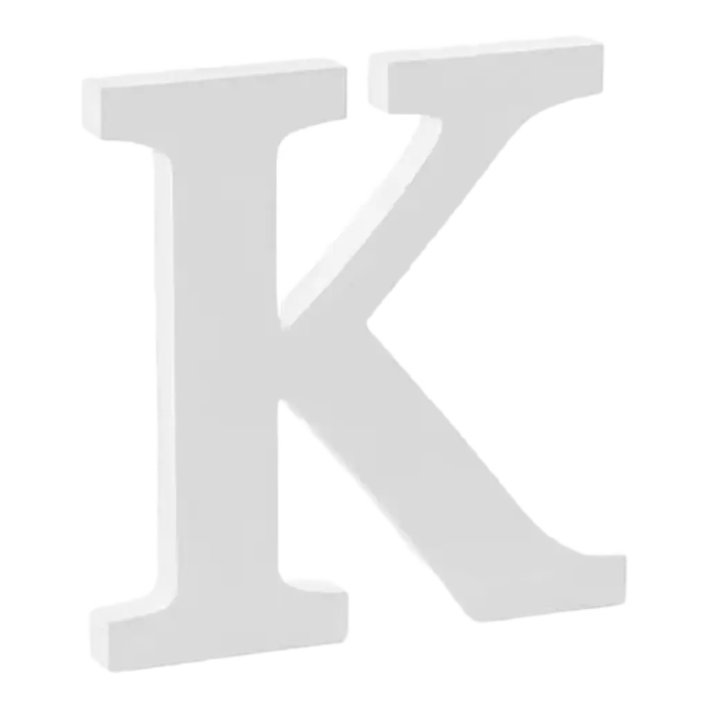 Lettera K in Legno Bianco