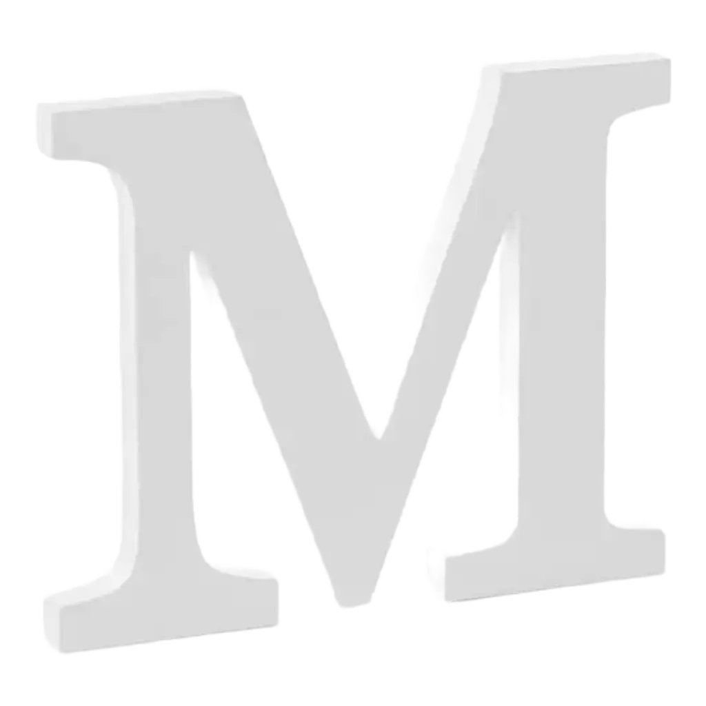 Lettera M in Legno Bianco