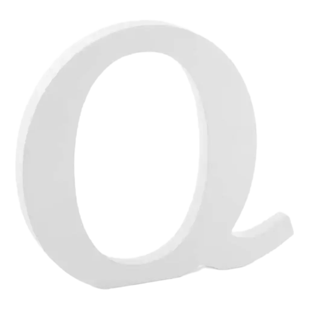 Lettera Q in Legno Bianco