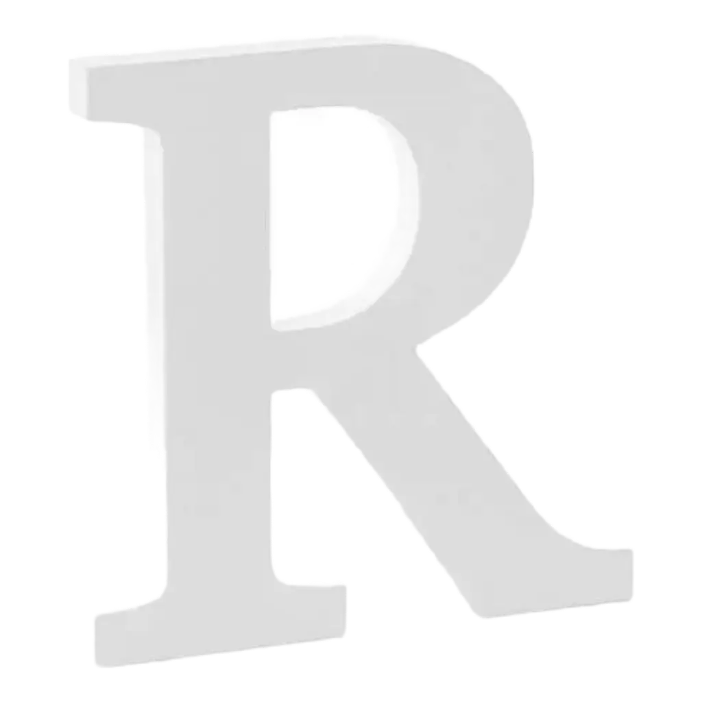 Lettera R in Legno Bianco