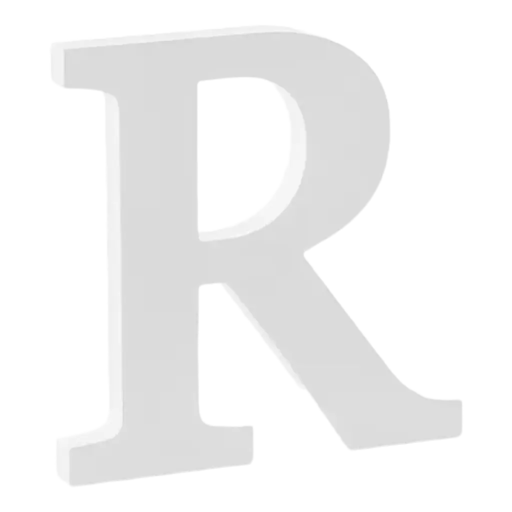 Lettera R in Legno Bianco