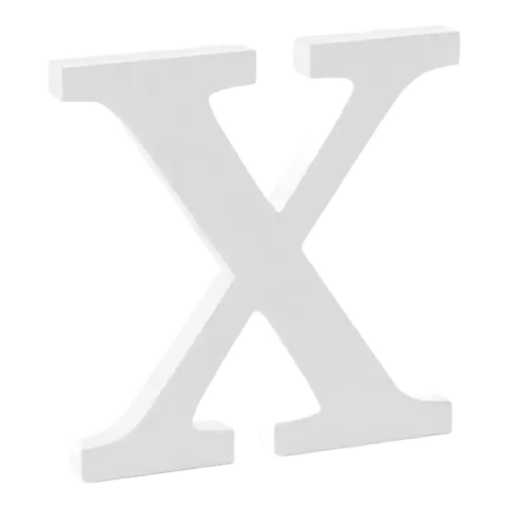 Lettera X in legno bianco