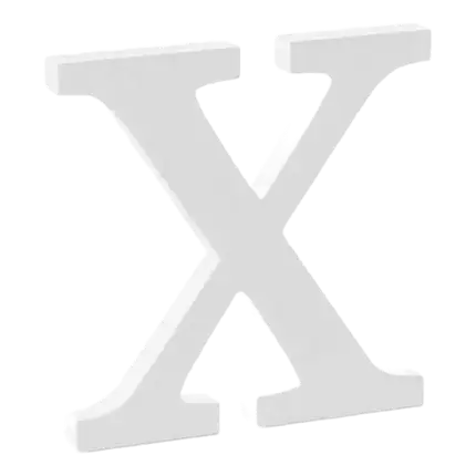 Lettera X in legno bianco