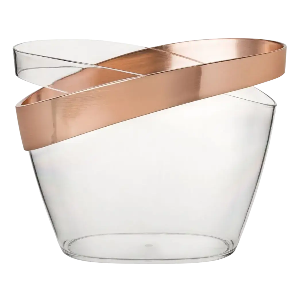 Secchiello champagne con fasce in rame 30cm