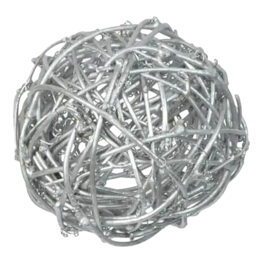 Assortimento di palline in RATTAN argento -10 pezzi / 3 misure