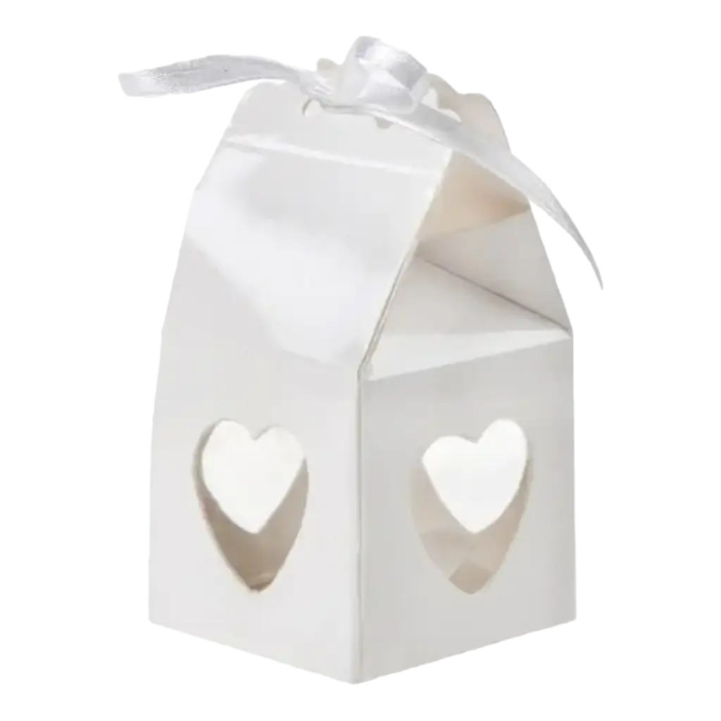 Scatola per confetti cuore bianco - Set da 4