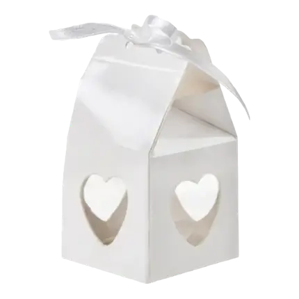 Scatola per confetti cuore bianco - Set da 4