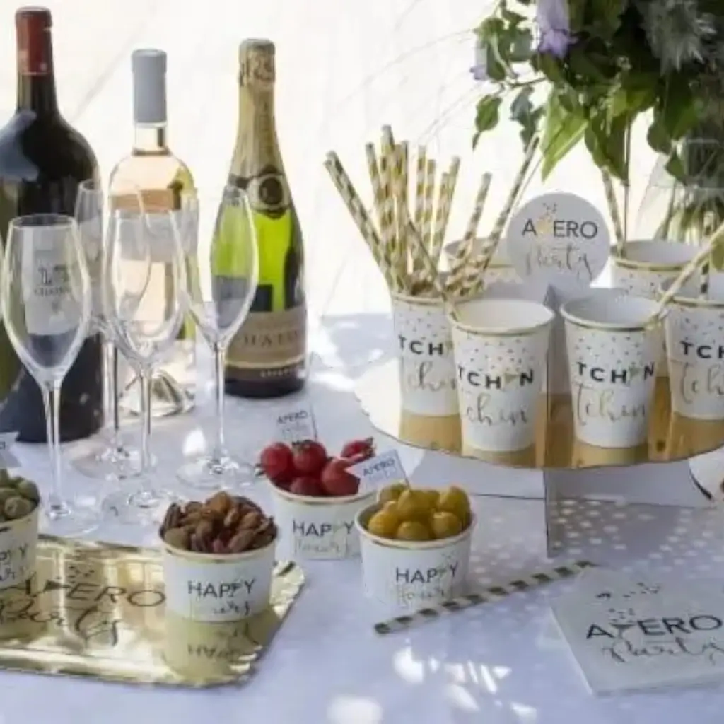 Vassoio in cartone "Aperitivo" Oro - ø28,5 x 19cm - Set da 5