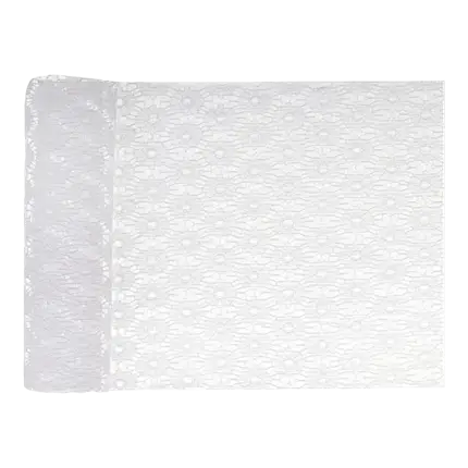 Runner da tavola con fiori in pizzo bianco - 3 m * 18 cm