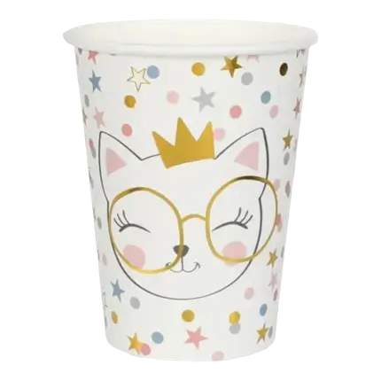 Tazza di carta bianca Kitty Party - Confezione da 10