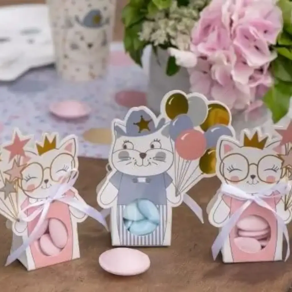 Scatola di caramelle rosa "Kitty Party" - Set da 6