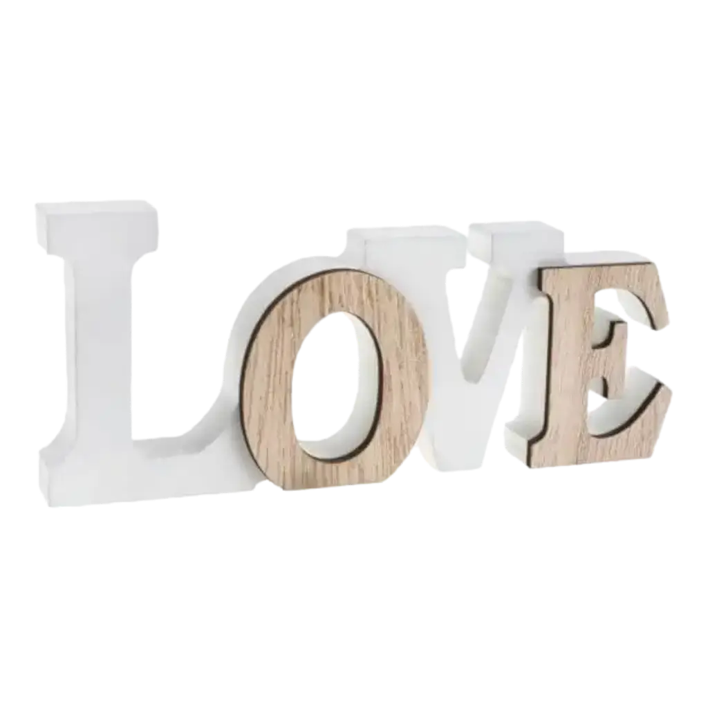 Lettere "Love" Bianco / Legno naturale
