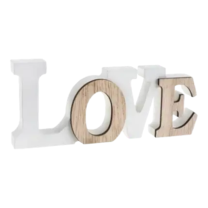 Lettere Love Bianco / Legno naturale